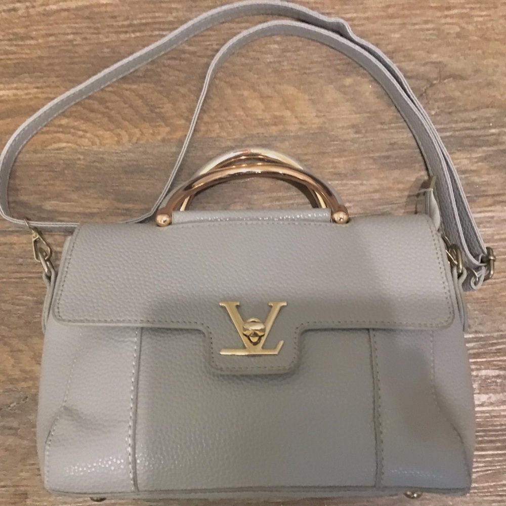 Ladies Professional Style Gray & Gold Hand or Shoulder Bag